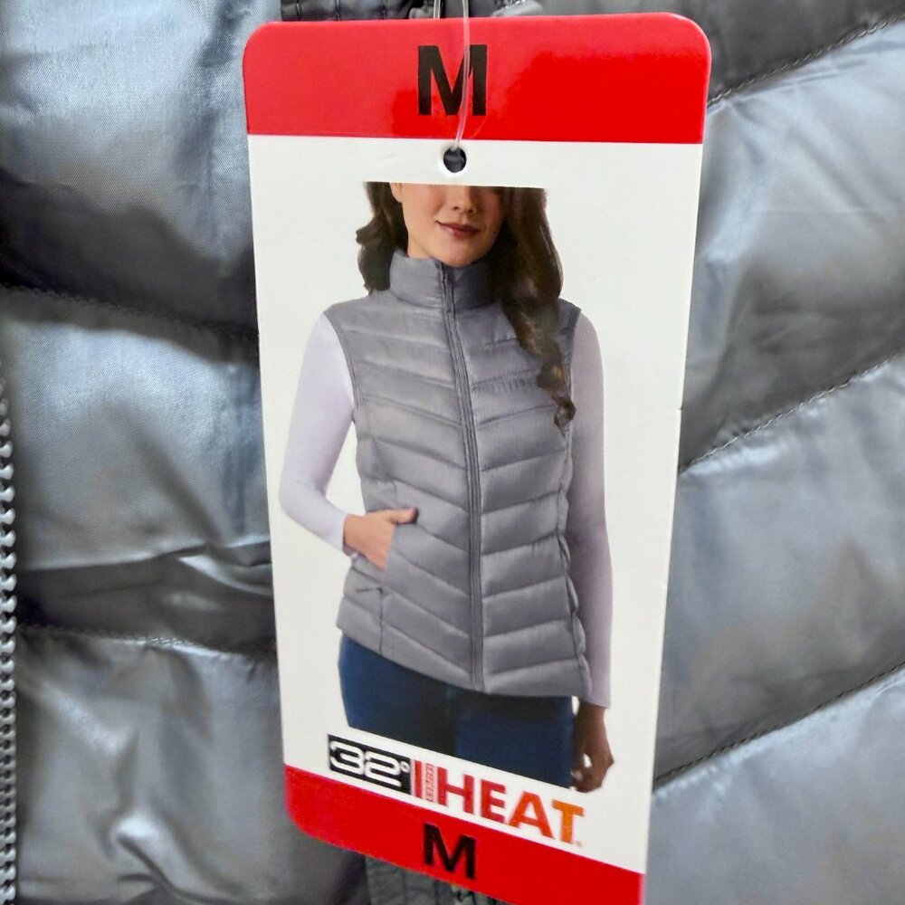 32 Degrees Heat Women's Packable Vest Size M Blue Zip-up Lightweight Warm (NEW - Picture 3 of 15